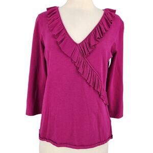 Alex Marie Mabel Ruffle Front Silk Blend Knit Sweater NWT!